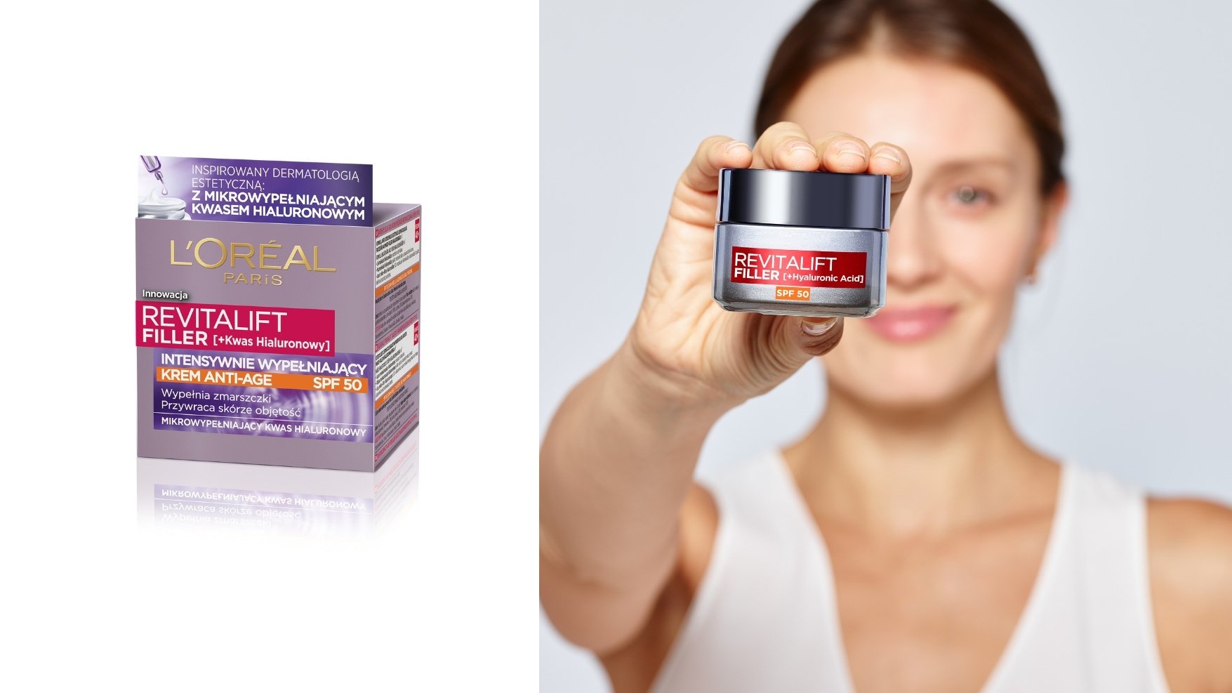 Nawilżający krem do twarzy SPF50 Revitalift Filler